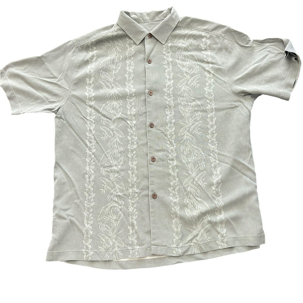 Tommy Bahama Men's Silk Shirt Green Khaki Size XL - Picture 4 of 6